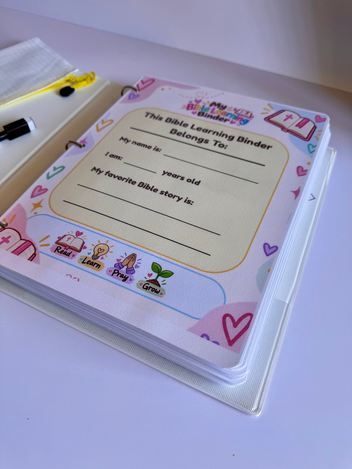 My Bible Learning Binder | 37-Page Interactive Bible Activity Binder for Kids
